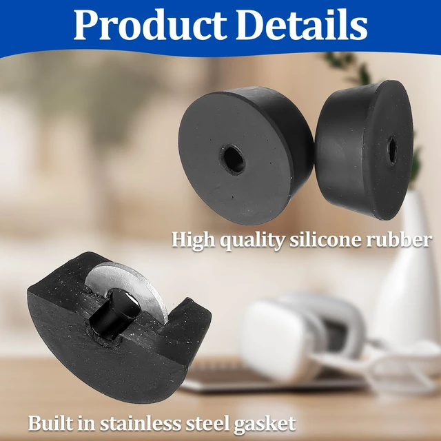 Alt view image 3 of 7 - 8Pcs Heavy-Duty Rubber Feet for Subwoofer, Speaker Isolation Pads with Stainless Steel Screws for Subwoofer, Guitar Amps, Furniture, Turntables, Cutting Boards, Cabinets 0.98 W x 0.47 H (Black)