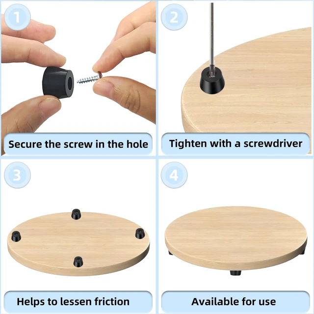 Alt view image 5 of 7 - 20PCS Rubber Feet for Cutting Board,Rubber Feet with 20 Steel Matching Screws Round Anti Slip Rubbers Foot Pad Anti Slip Furniture Pads,Suitable for Furniture Electronic Equipment Kitchen(Black)