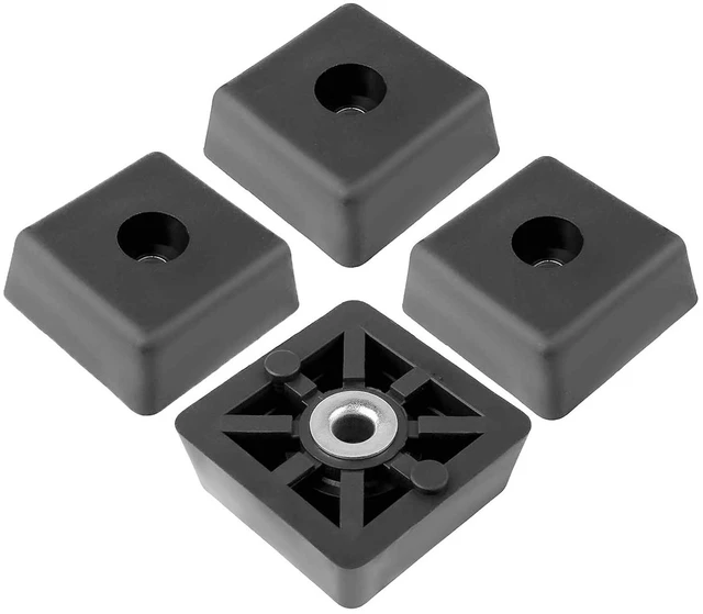 Main image of 4 Large Black Square Rubber Feet Bumpers w/Metal Insert - .590" H x 1.500" W - Heavy Duty - Perfect for Furniture, Tables, Chairs, Desks, Benches, Sofas, Beds, Chests - Made in USA
