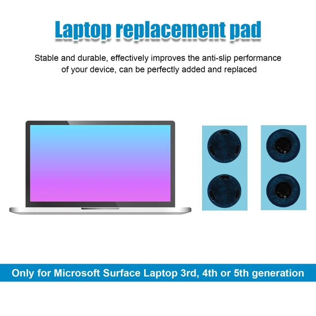 Alt view image 5 of 7 - 4-Pack Laptop Rubber Feet for Microsoft Surface Laptop 3/4/5, 0.9cm/0.35in | Rubber, for Surface Laptop 3/4/5, Diameter 0.35in, Black