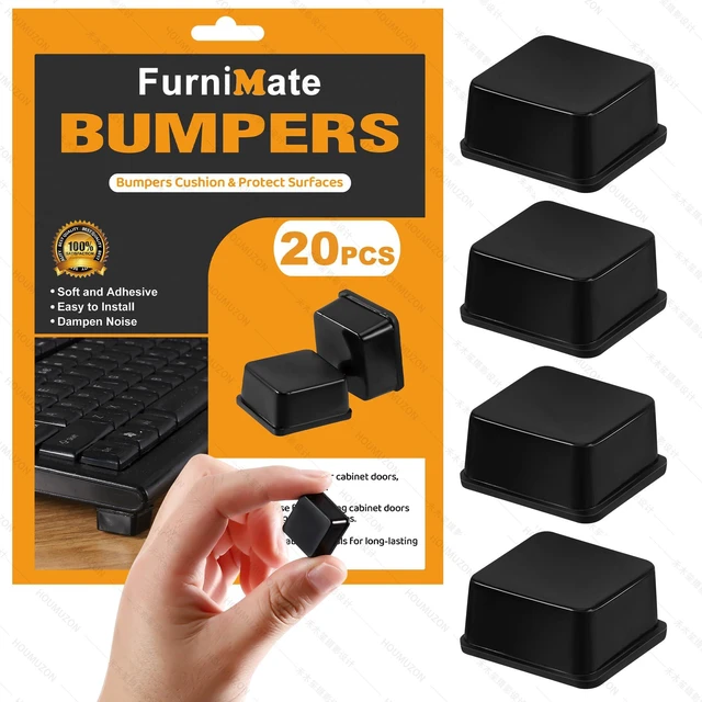 Main image of Rubber Feet for Electronics 20PCS Square - Black Rubber Bumpers Self Adhesive, Adhesive Rubber Feet for Cutting Board Speakers, Laptop, Appliances 0.78" x 0.38"