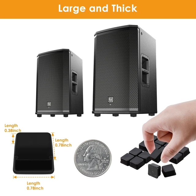 Alt view image 3 of 7 - Rubber Feet for Electronics 20PCS Square - Black Rubber Bumpers Self Adhesive, Adhesive Rubber Feet for Cutting Board Speakers, Laptop, Appliances 0.78" x 0.38"