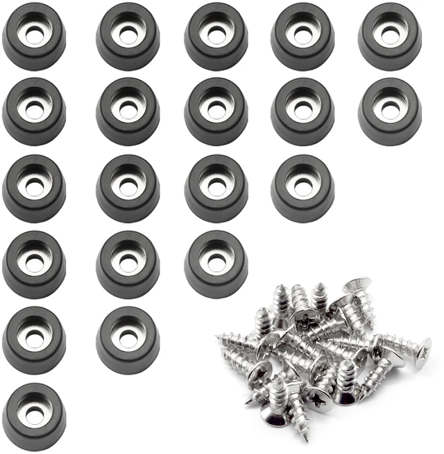 Main image of 1/2" Rubber Feet for Cutting Board with Stainless Screws,20 Pack | Small Black Round Cutting Board Feet, Non Slip Bumper Pads for Furniture, Electronics & Application(12mm*8mm*7mm)