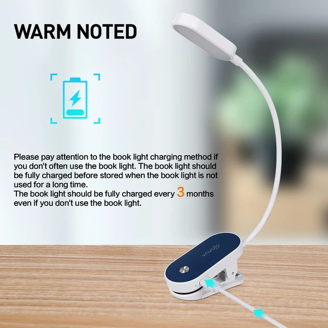 Alt view image 6 of 6 - Rechargeable Book Light, 14 LEDs Eye Care Clip On Amber Reading Light for Bookworms Reading in Bed with 9 Colors 9 Brightness (White-Blue)