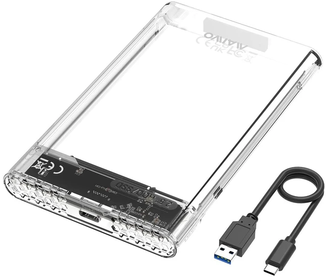 Main image of External Hard Drive Enclosure for 7mm 9.5mm 2.5 inch SATA SSD/HDD, 5Gbps USB C to SATA Adapter Storage Case, 6TB Capacity (White)