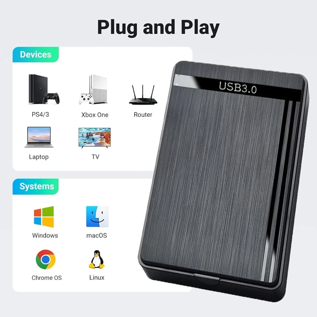 Alt view image 3 of 7 - 2.5" Hard Drive Enclosure USB 3.0 to SATA III Adapter Supports 2.5 Inch SSD & HDD 9.5mm 7mm External Hard Drive Enclosure with UASP