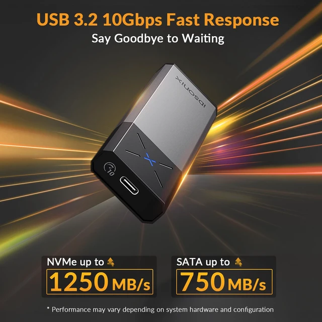 Alt view image 4 of 7 - M.2 NVMe SATA SSD Enclosure, Adapter Tool Free Aluminum, USB 3.2 Gen 2 10Gbps M2 SSD Enclosure Supports M and B&M Keys with UASP Trim for 2230/2242/2260/2280 - Gray