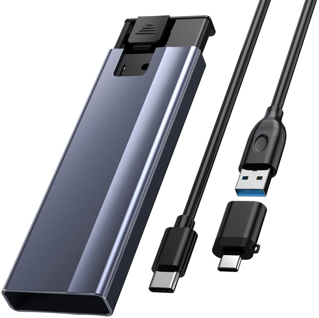 Main image of M.2 NVMe SSD Enclosure, USB 3.2 Gen2 10Gbps External SSD Case | ToolFree Aluminum External SSD Adapter for 2230 2242 2260 2280 MKey/B+MKey NVMe SSD( NOT for SATA SSD ), Gray
