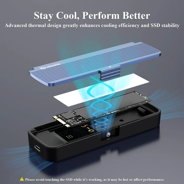 Alt view image 5 of 7 - NVMe SSD Enclosure, Tool-Free Installation, Sandwich Style Design | USB 3.2 Gen 2 (10 Gbps) to M.2 NVME M-Key/(B+M) Key SSD Adapter Support UASP and Trim, for SSDs 2230/2242 /2260/2280