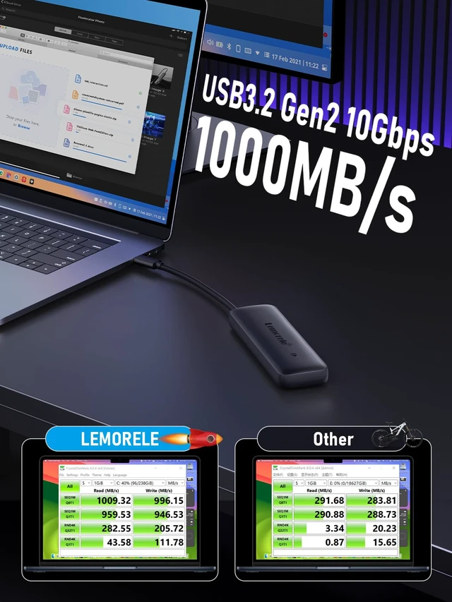 Alt view image 3 of 7 - M.2 NVMe Enclosure, USB 3.2 Gen2 10Gbps Tool-Free, SSD Enclosure for PCIe M-Key, Nvme USB Adapter Support UASP Trim for 2280 2260 2242 2230, Up to 4TB, (Sata NOT Supported)