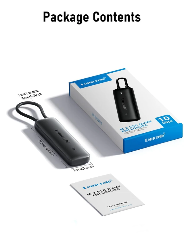 Alt view image 7 of 7 - M.2 NVMe Enclosure, USB 3.2 Gen2 10Gbps Tool-Free, SSD Enclosure for PCIe M-Key, Nvme USB Adapter Support UASP Trim for 2280 2260 2242 2230, Up to 4TB, (Sata NOT Supported)