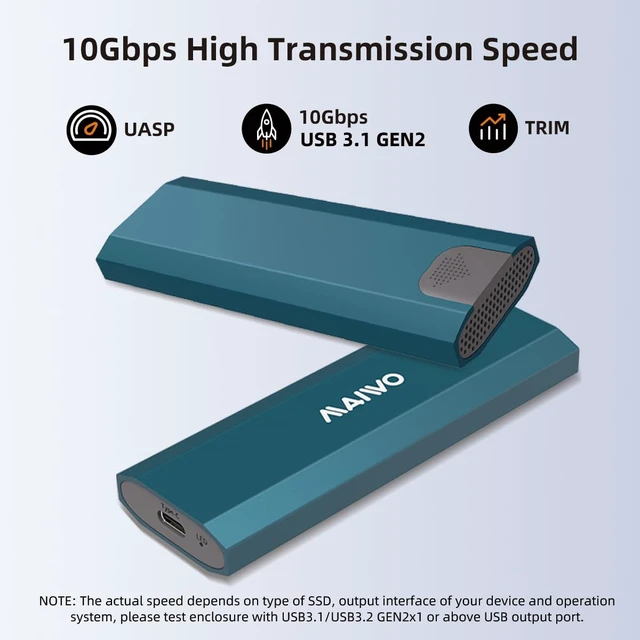 Alt view image 2 of 7 - M.2 SSD Enclosure for PCIe NVMe and NGFF SATA Solid State Drive, USB C 3.1 10Gbps with UASP Trim, 8TB Capacity, Tool Free M.2 to USB Adapter Case Reader