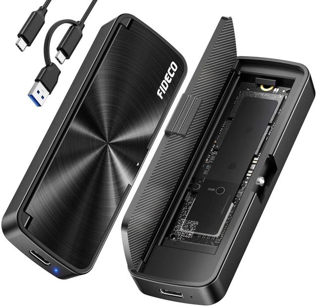 Main image of M.2 NVMe SSD Enclosure, M.2 NVMe to USB Adapter, USB 3.2 Gen 2 (10Gbps) SSD Reader for M & M+B Key NVMe SSD, Support UASP and Trim, Tool-Free Installation, Sandwich Style Design