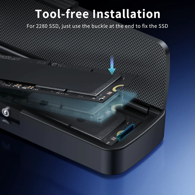 Alt view image 3 of 7 - M.2 NVMe SSD Enclosure, M.2 NVMe to USB Adapter, USB 3.2 Gen 2 (10Gbps) SSD Reader for M & M+B Key NVMe SSD, Support UASP and Trim, Tool-Free Installation, Sandwich Style Design