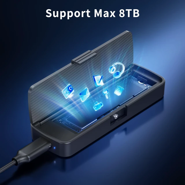 Alt view image 6 of 7 - M.2 NVMe SSD Enclosure, M.2 NVMe to USB Adapter, USB 3.2 Gen 2 (10Gbps) SSD Reader for M & M+B Key NVMe SSD, Support UASP and Trim, Tool-Free Installation, Sandwich Style Design