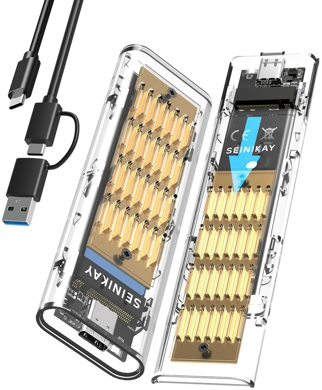 Main image of M.2 NVME Enclosure, Tool-Free USB 3.2 Gen 2 (10 Gbps) to NVME Adapter with Heat Sink, 10Gbps Speed, Plug and Play, 16TB Expansion, with C-C to A Cable