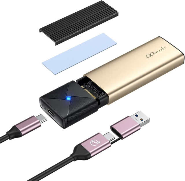 Main image of M.2 NVMe SATA SSD Enclosure Adapter Tool-Free, USB 3.2 Gen 2 (10Gbps) to PCI-E NGFF SATA M-Key/(B+M) Key External SSD Enclosure Support UASP for SSDs 2230/2242/2260/2280