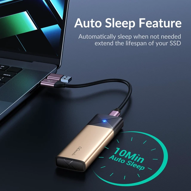 Alt view image 6 of 7 - M.2 NVMe SATA SSD Enclosure Adapter Tool-Free, USB 3.2 Gen 2 (10Gbps) to PCI-E NGFF SATA M-Key/(B+M) Key External SSD Enclosure Support UASP for SSDs 2230/2242/2260/2280