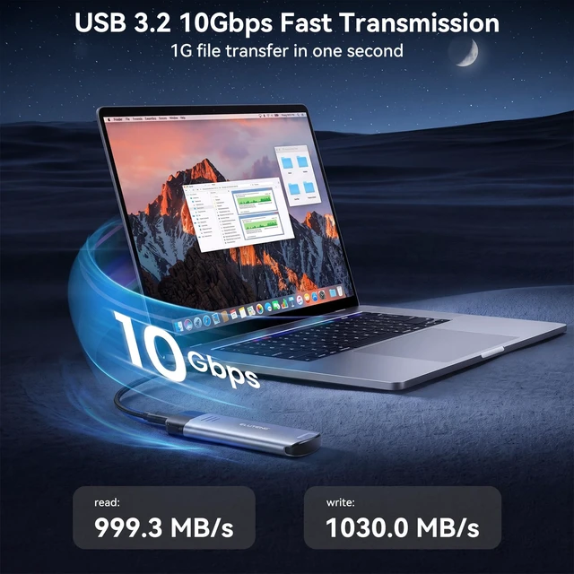 Alt view image 2 of 7 - M2 NVMe Enclosure, M.2 SSD Enclosure USB 3.1 GEN2 Super Speed 10Gbps PCIE NVME M Key SSD Case Fits 2280 2260 2242 2230 Compatible with Samsung 960 Solid State Drive