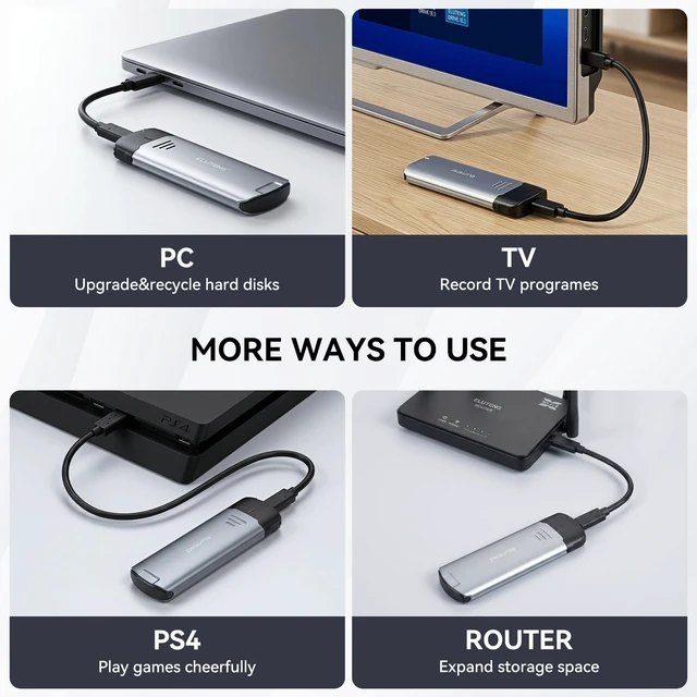 Alt view image 7 of 7 - M2 NVMe Enclosure, M.2 SSD Enclosure USB 3.1 GEN2 Super Speed 10Gbps PCIE NVME M Key SSD Case Fits 2280 2260 2242 2230 Compatible with Samsung 960 Solid State Drive