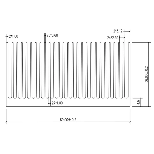 Alt view image 6 of 7 - Large Aluminum Heat Sink 2.71"x2.71"x1.41"/ 69x69x36mm Heatsink High Power Cooling Plate 27 Fin Radiator GPU Cooler IC Module PC Computer Led PCB Charger Electronics Amplifier