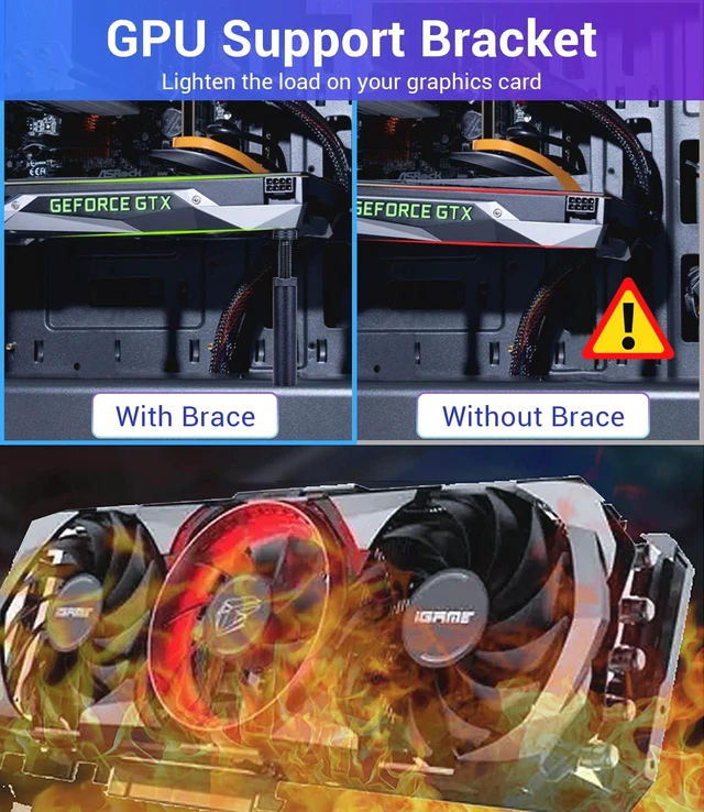 Alt view image 5 of 7 - GPU Support Bracket, Graphics Card GPU Brace Support, Video Card Sag Holder Bracket, GPU Stand, L(70-120mm