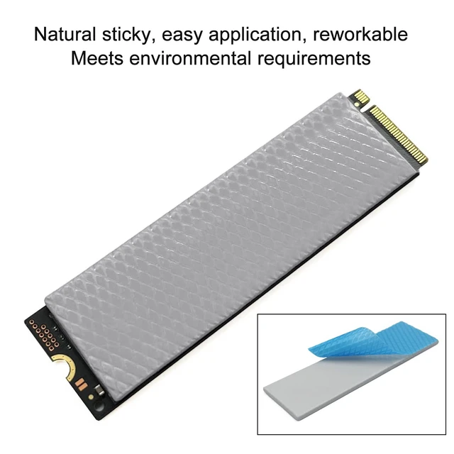 Alt view image 4 of 6 - 4 Pack m.2 Thermal Pad, 70x22mm 1mm 2mm Highly Efficient Thermal Conductivity 12.0 W/mK, Heat Resistant Silicone for M.2 2280 SSD NVMe Heatsinks