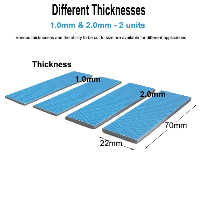 Alt view image 3 of 6 - 4 Pack m.2 Thermal Pad, 70x22mm 1mm 2mm Highly Efficient Thermal Conductivity 12.0 W/mK, Heat Resistant Silicone for M.2 2280 SSD NVMe Heatsinks
