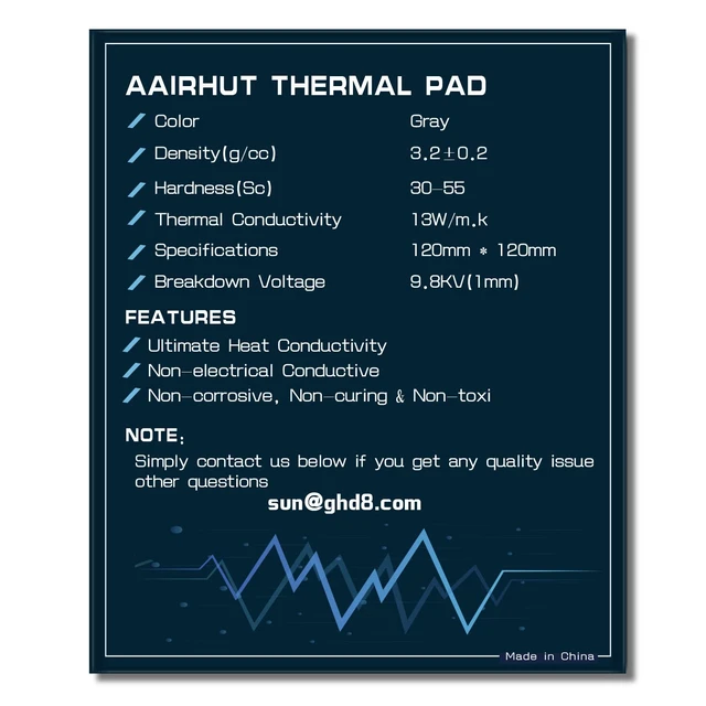 Alt view image 7 of 7 - Thermal Pad 13W/m.K, 120x120x1.5mm Silicone Cooling Pad GPU CPU Non-Conductive Heat Resistance Soft Sticky Cover with Dual Self-Adhesive Films for PC Laptop Heatsink/GPU/PS5/Macbook/Graphics
