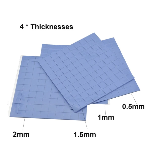 Alt view image 6 of 7 - 4 Pieces Silicone Thermal Pads,100x100mm Sliced into 100Pcs | 0.5mm 1mm 1.5mm 2mm Thickness Pad Thermal Conductivity 3.0 W/mK, Heat Resistant for Laptop Heatsink CPU GPU SSD IC LED Cooler
