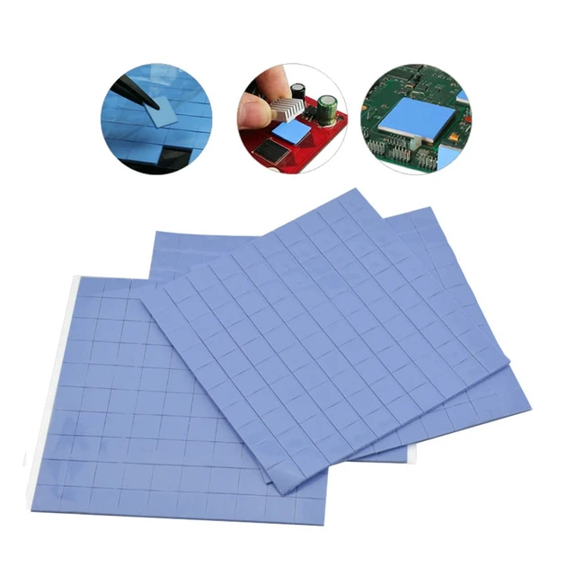 Alt view image 7 of 7 - 4 Pieces Silicone Thermal Pads,100x100mm Sliced into 100Pcs | 0.5mm 1mm 1.5mm 2mm Thickness Pad Thermal Conductivity 3.0 W/mK, Heat Resistant for Laptop Heatsink CPU GPU SSD IC LED Cooler