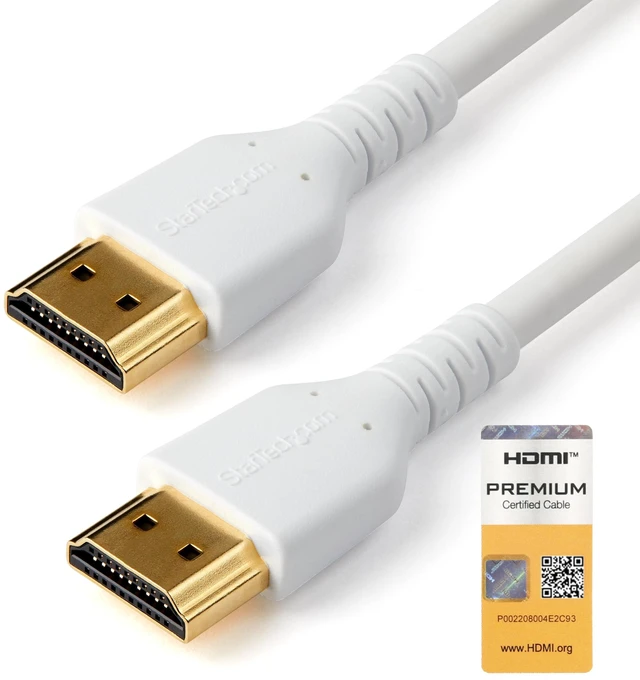 Main image of 6ft Premium Slim HDMI Cable, 4K 60Hz, HDR10, White (RHDMM2MPW) | UHD 4K 60Hz HDR10, Flexible Premium HDMI 2.0 Cord with Ethernet, Durable Aramid Fiber Design with TPE Jacket