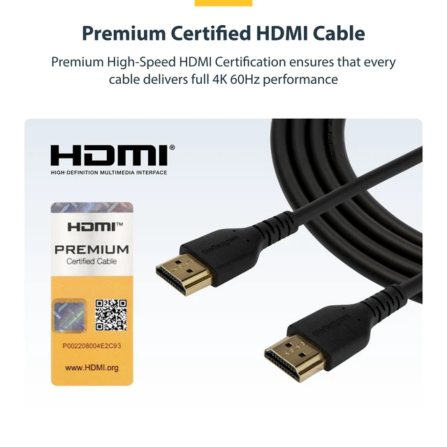 Alt view image 3 of 7 - 6ft Premium Slim HDMI Cable, 4K 60Hz, HDR10, White (RHDMM2MPW) | UHD 4K 60Hz HDR10, Flexible Premium HDMI 2.0 Cord with Ethernet, Durable Aramid Fiber Design with TPE Jacket