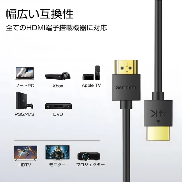 Alt view image 5 of 7 - Slim HDMI Cable 3.3FT, 4K 60Hz 18Gbps HDMI 2.0 Cord, High Speed | HDMI 2.0 Cord, Low-Profile Gold-Plated Connectors - 2K, HDR, ARC, 3D, for Gaming Monitor, TV, X-Box, PS5/4/3