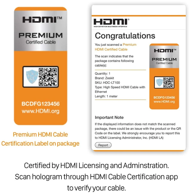 Alt view image 2 of 5 - Lite 4K Premium HDMI 2.0b High Speed with Ethernet 5ft Ultra Thin, 18Gbps 4K60 ARC HDR HDCP 2.2 2.3 Compatible with Dolby Vision Apple TV 4K Roku Sony LG Samsung Vizio Xbox PS4 PS5 Switch