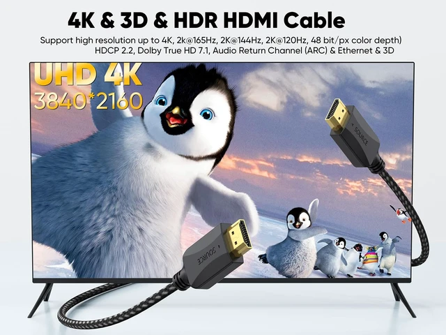 Alt view image 2 of 7 - High Speed HDMI Cable 3FT 2-Pack, HDMI 2.0 4K@60Hz, 2K@165Hz/144Hz | Supports 3D, HDR, ARC, HDCP 2.2, for Monitor, TV, PS4/5, KVM, Docking Station