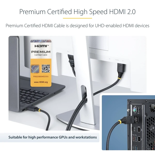 Alt view image 3 of 6 - 6ft High Speed HDMI Cable, 4K 60Hz, 18Gbps, Certified | 4K 60Hz/1440p 144Hz, UHD HDMI 2.0 Cord, TPE Jacket, HDMI2-CABLE-4K60-6F