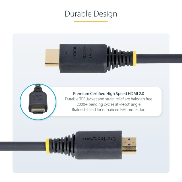 Alt view image 4 of 6 - 6ft High Speed HDMI Cable, 4K 60Hz, 18Gbps, Certified | 4K 60Hz/1440p 144Hz, UHD HDMI 2.0 Cord, TPE Jacket, HDMI2-CABLE-4K60-6F