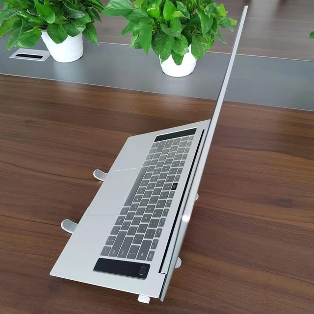 Alt view image 5 of 6 - Adjustable Laptop Stand for Desk, Foldable Aluminum Laptop Holder with Cooling Design, Portable Laptop Riser for MacBook, Notebook, Tablet (Black)