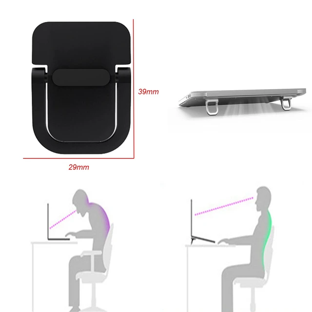 Alt view image 6 of 6 - 2pcs Keyboard Stands, Mini Laptop Stand for Desk, Portable Laptop Stand Compatible with MacBook Air Pro, Dell XPS, Lenovo, HP More. (Black)