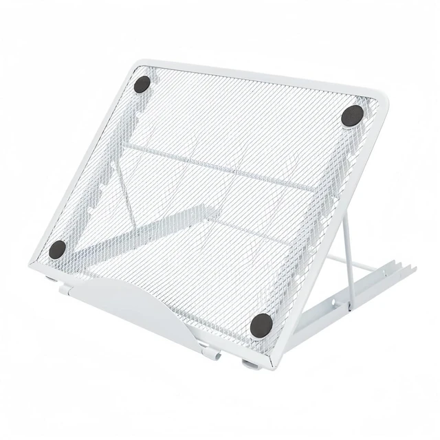 Main image of Ergonomic Laptop Tablet Stand Metal Mesh Ventilated Desktop Adjustable Computer Holder Riser Compatible with Apple MacBook Air Pro Dell XPS HP Samsung Lenovo More Laptops up to 16" (White)