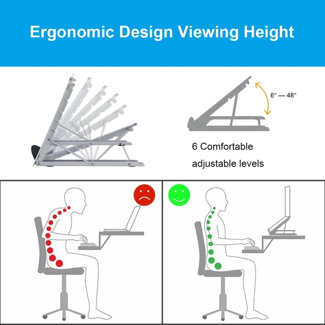 Alt view image 3 of 7 - Ergonomic Laptop Tablet Stand Metal Mesh Ventilated Desktop Adjustable Computer Holder Riser Compatible with Apple MacBook Air Pro Dell XPS HP Samsung Lenovo More Laptops up to 16" (White)
