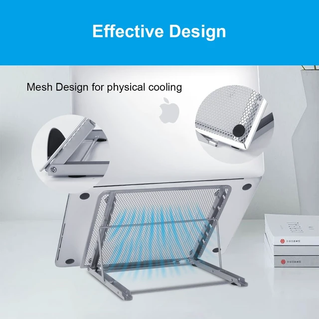 Alt view image 5 of 7 - Ergonomic Laptop Tablet Stand Metal Mesh Ventilated Desktop Adjustable Computer Holder Riser Compatible with Apple MacBook Air Pro Dell XPS HP Samsung Lenovo More Laptops up to 16" (White)