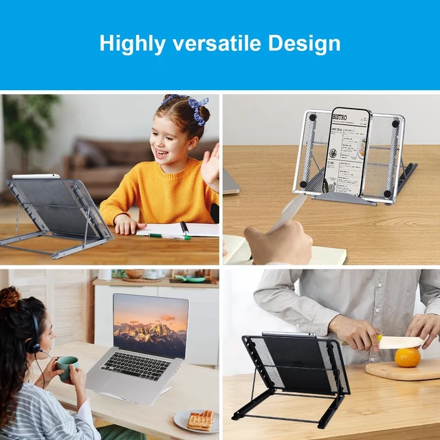 Alt view image 7 of 7 - Ergonomic Laptop Tablet Stand Metal Mesh Ventilated Desktop Adjustable Computer Holder Riser Compatible with Apple MacBook Air Pro Dell XPS HP Samsung Lenovo More Laptops up to 16" (White)