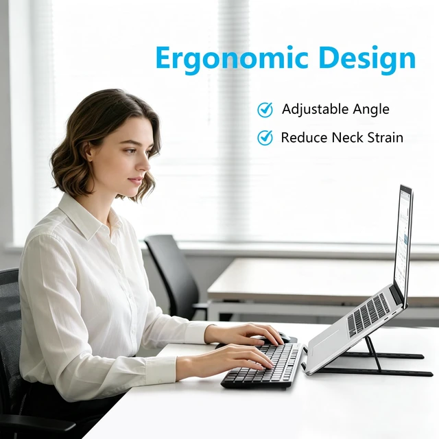 Alt view image 2 of 7 - Laptop Stand for Desk, Adjustable Laptop Riser, Silver | Foldable Laptop Stands Travel for 10-17 Laptops, MacBook, Notebook