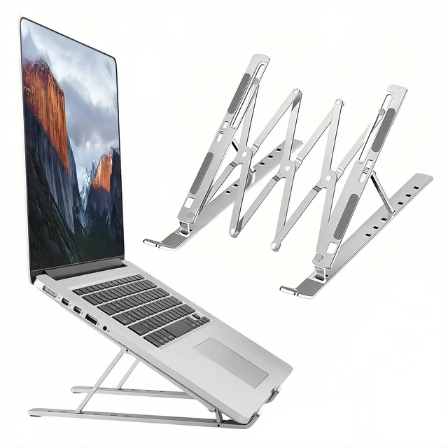 Main image of Laptop Stand for Desk, Adjustable Laptop Riser, Silver | Foldable Laptop Stands Travel for 10-17 Laptops, MacBook, Notebook