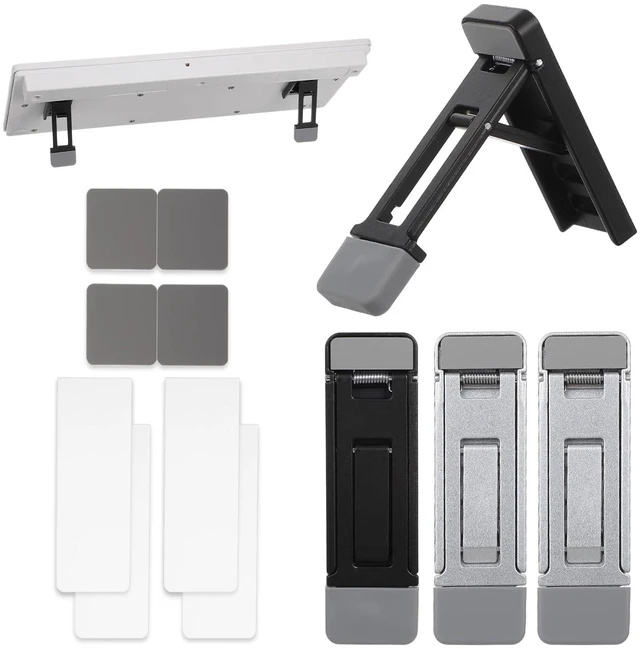 Main image of 4 Pcs Mini Portable Laptop Stand, Foldable Keyboard Riser Stand | Three Tilt Angle Adjustable Laptop Feet Anti-Slip Pads, Self-Adhesive Invisible Portable Computer Keyboard Lift Office