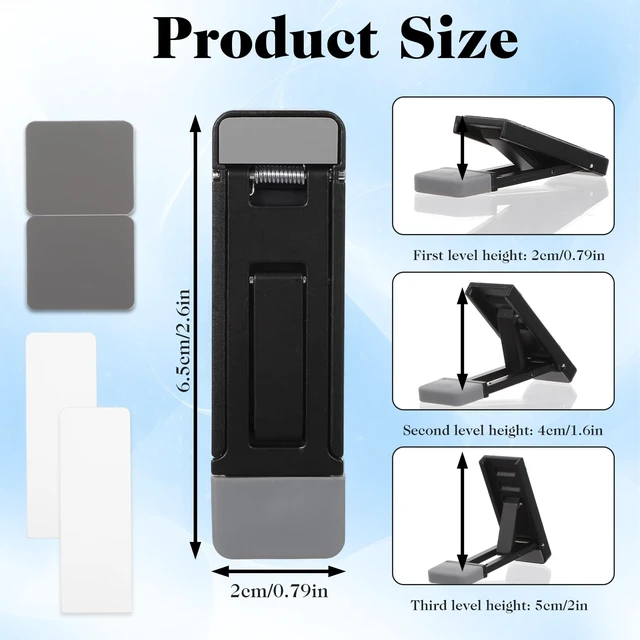 Alt view image 4 of 7 - 4 Pcs Mini Portable Laptop Stand, Foldable Keyboard Riser Stand | Three Tilt Angle Adjustable Laptop Feet Anti-Slip Pads, Self-Adhesive Invisible Portable Computer Keyboard Lift Office