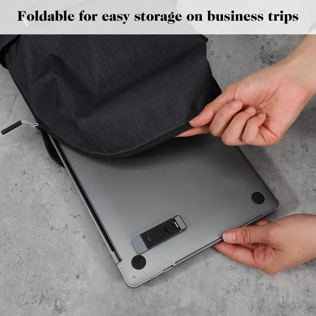 Alt view image 7 of 7 - 4 Pcs Mini Portable Laptop Stand, Foldable Keyboard Riser Stand | Three Tilt Angle Adjustable Laptop Feet Anti-Slip Pads, Self-Adhesive Invisible Portable Computer Keyboard Lift Office