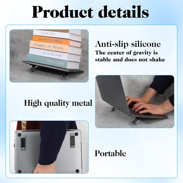 Alt view image 6 of 7 - 4 Pcs Mini Portable Laptop Stand, Foldable Keyboard Riser Stand | Three Tilt Angle Adjustable Laptop Feet Anti-Slip Pads, Self-Adhesive Invisible Portable Computer Keyboard Lift Office